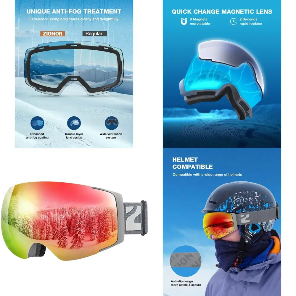 

Magnetic Lens Ski Goggles with UV Protection for Men and Women