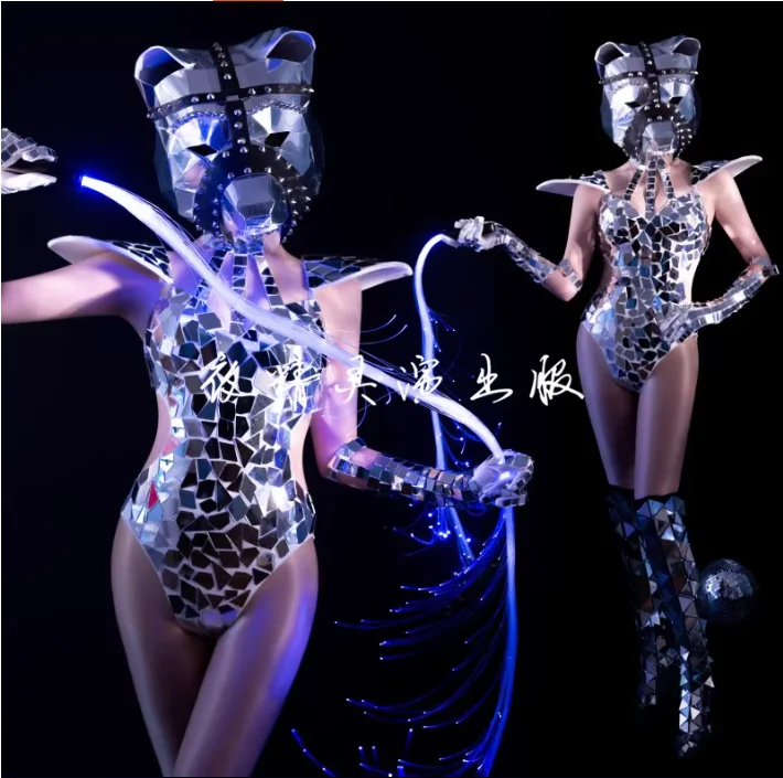 

New Cat Mirror Face Man Clothing Mechanical Modern Dance Props Party Performance