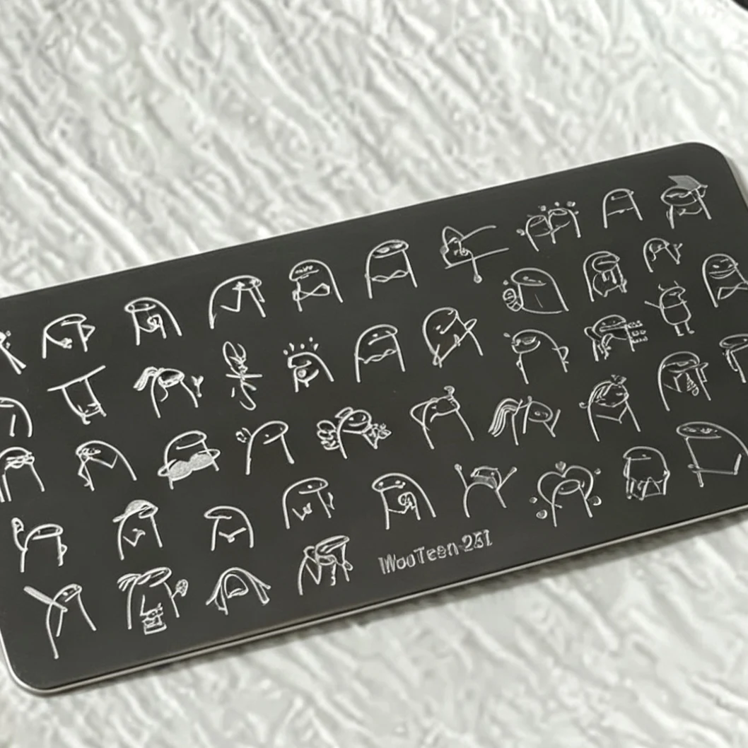 Nail Stamping Plate Funny Quirky Expression Stick Figure Reusable Manicure Template Minimalist Line Drawing Design Mouteen257