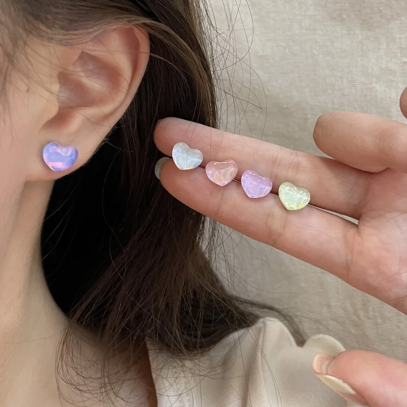 Summer Colorful Little Stone Heart Shaped Women\'s Earrings Sweet 2024 New Trendy and Fresh Design Butterfly Earrings