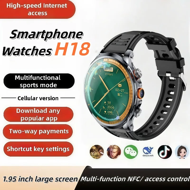 

H18 Smart Watch With 500W Camera 128GB Storage 1 95 Inch IPS Display GPS WIFI Heart Rate Tracking Android 9 0 Smartwatch