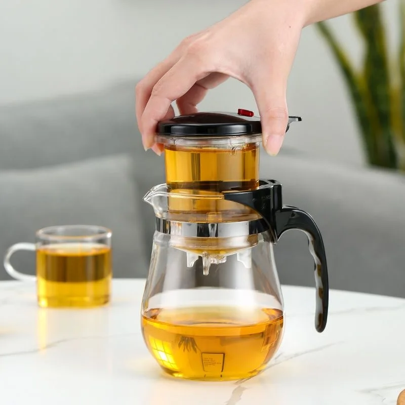 HMLOVE Heat Resistant Glass Teapot Puer Kettle Tea Infuser Chinese Kung Fu Teawear Set High Borosilicate Thickening Heatable Pot