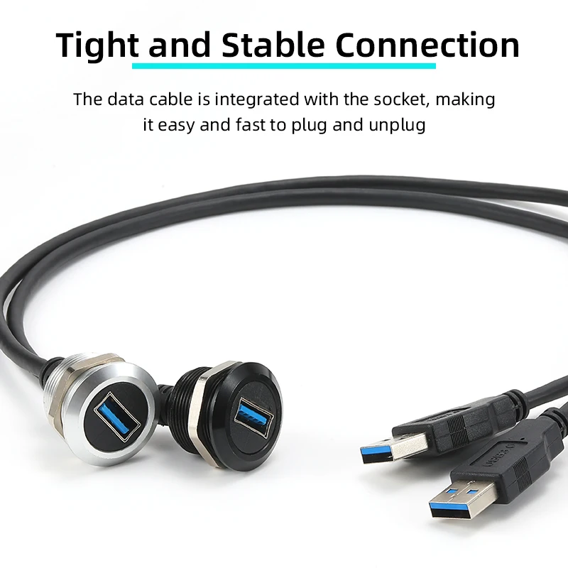 0.5-2m Metalowy przedłużacz danych USB 3.0 Złącze USB typu A Adapter do montażu podtynkowego Przewody do telefonu Samochód ciężarowy Moto Industry — zdjęcie produktu 4
