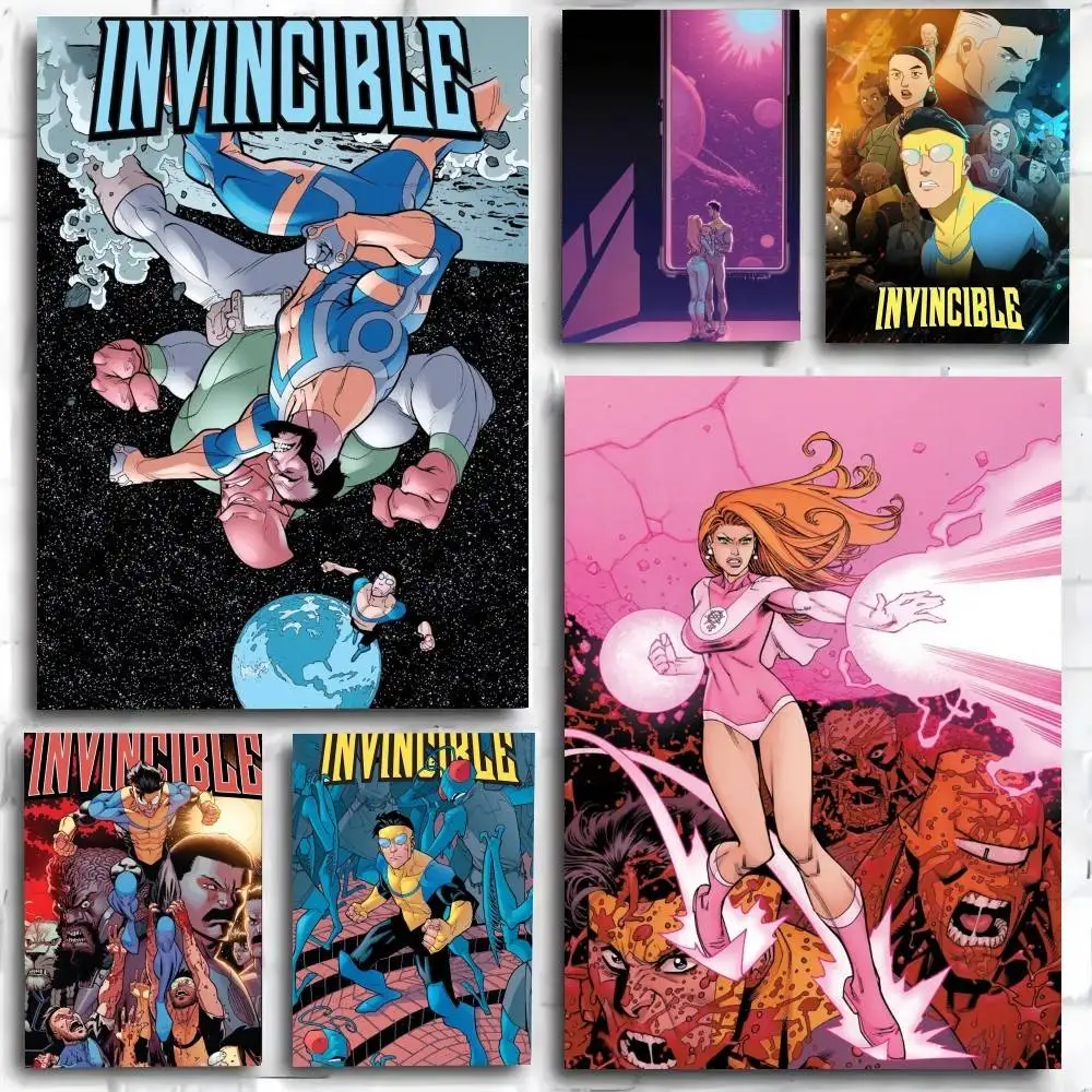 1PC Invincible Season 2 Atom Eve Classic Vintage poster Self-adhesive Art Waterproof Paper Sticker Coffee House Room Wall Decor