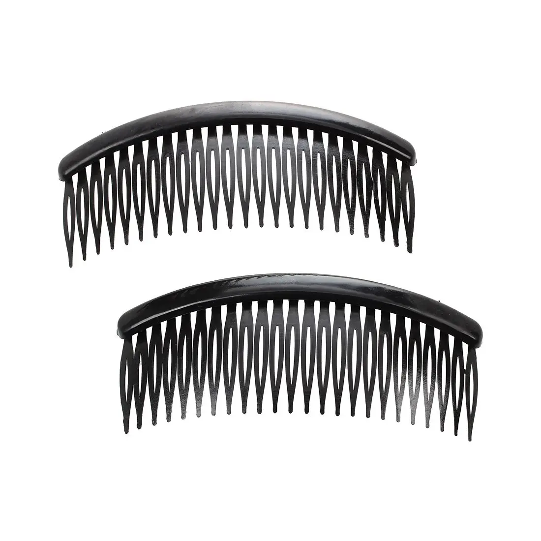 New Black Plastic 24 Teeth Hair Comb Clip Clamp 2 Pcs for Lady Girls