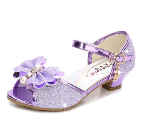 Princess Girls Party Shoes Children Sandals Colorful Sequins High Heels Shoes Girls Sandals Peep Toe Summer Kids Shoes size36-38