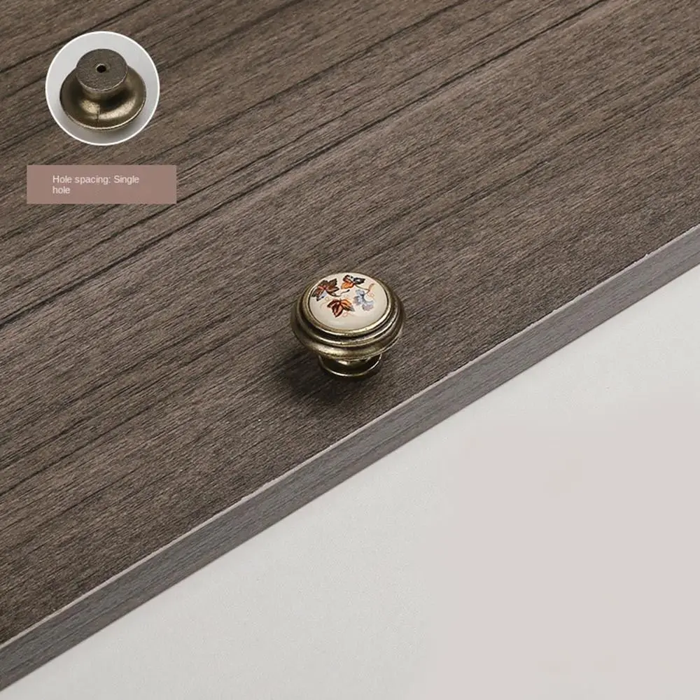 

Zinc Alloy Ceramic Cabinet Handles Antique Bronze Drawer Knobs Green/Red Leaves European Knobs Drawer Pulls Furniture Hardware