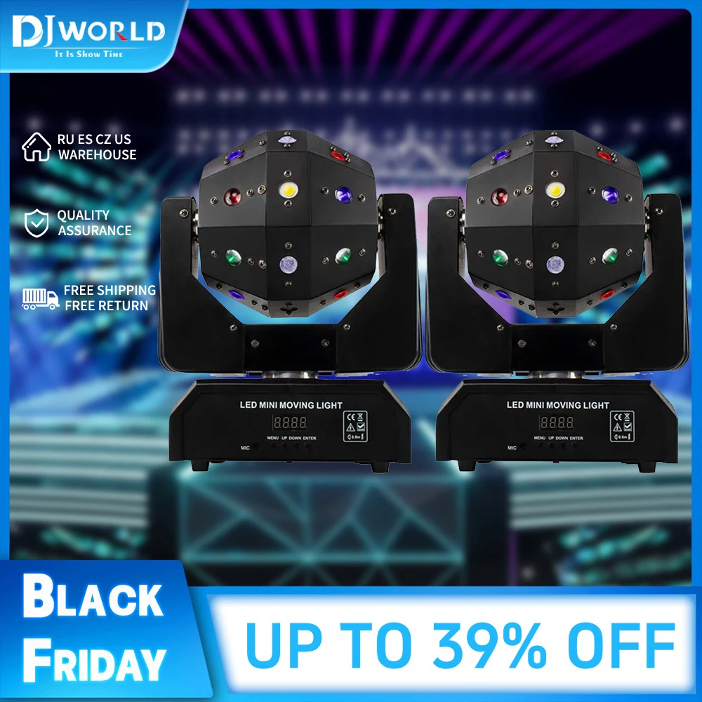 2pcs 16X3W Professional DJ Disco Ball Light LED Beam Laser Strobe Moving Head Football Light DMX Party Show Stage Lighting