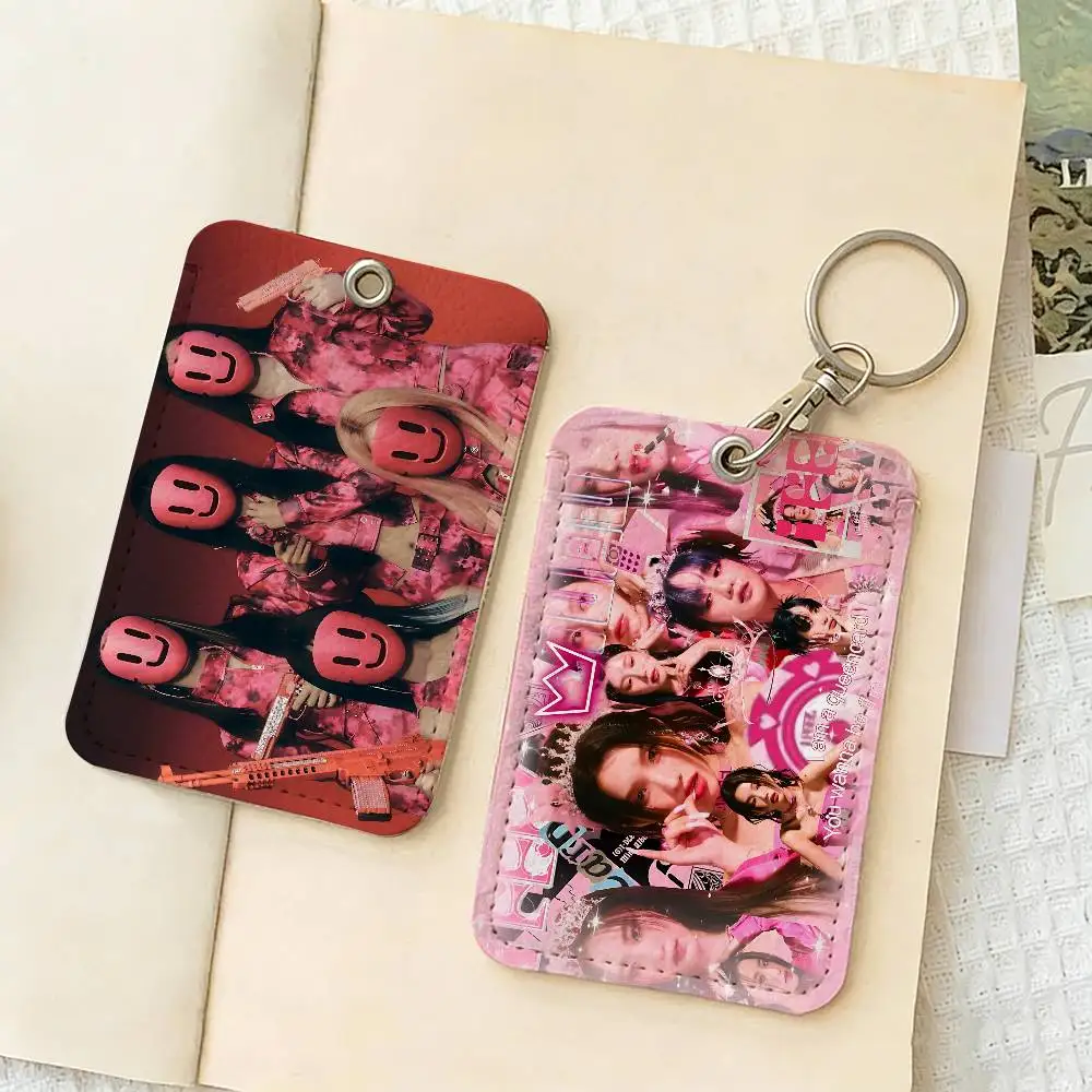 Kpop Group I-Idle PU Soft Leather Rectangular Key Card Holder Induction Elevator Protection Cover Youth Faion Accory