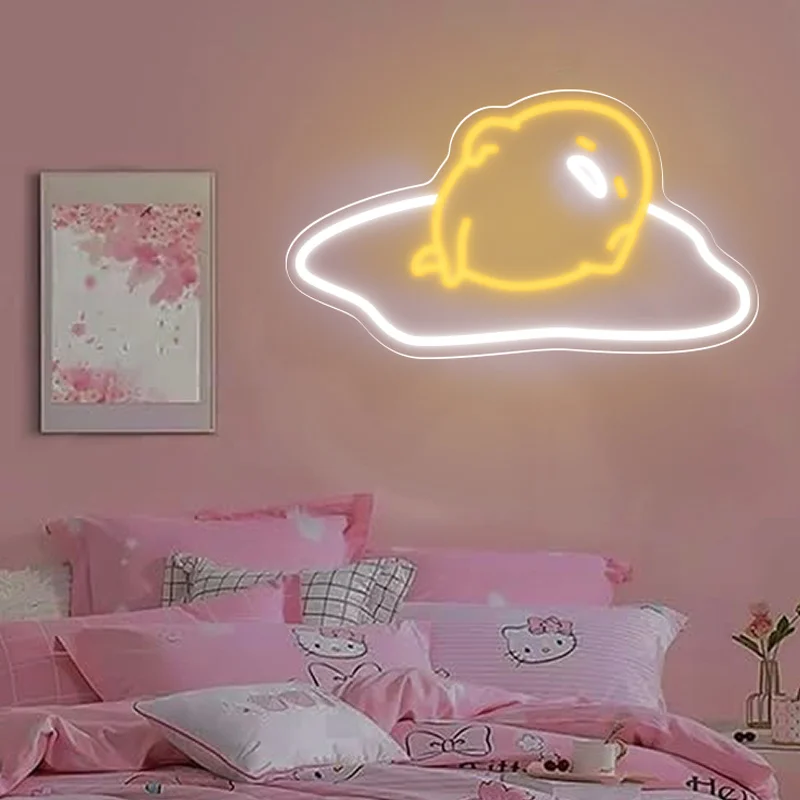 سانريو كسول البيض النيون USB بالطاقة LED النيون جدار ديكور لغرفة النوم غرفة الألعاب غرفة الطفل هدية مثالية للبنين فتاة #4
