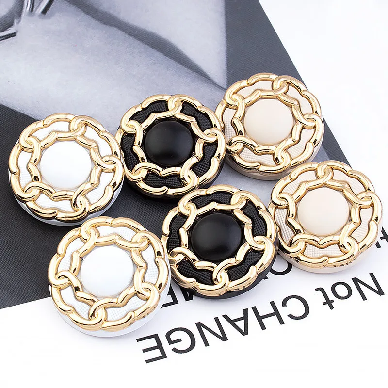 6PCS Metal buttons large buttons high-grade cashmere coat tweed jacket female tops round decorative accessories clothing accesso