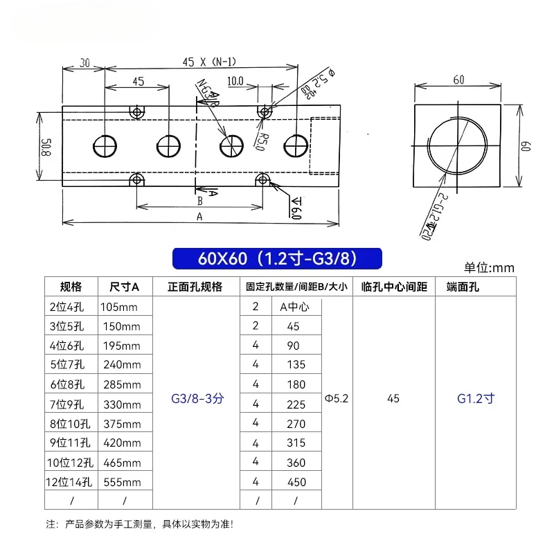 60x60mm G1-1/4“ In G3/8