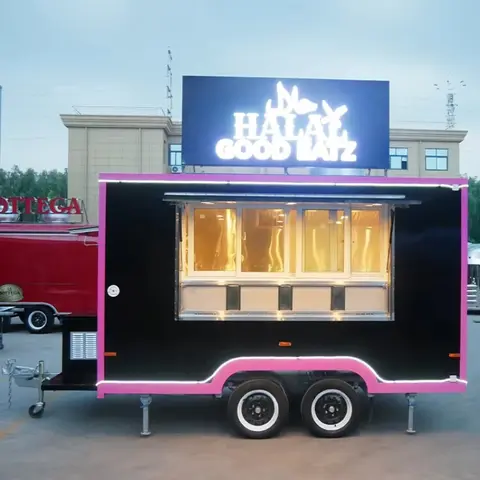Mobile Fully Equipped Pizza Ice Cream Coffee Shop Food Truck with Full Kitchen Hot Dog Food Vending Cart Trailer for Sale
