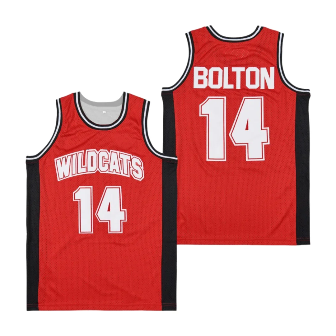 Bolton #14 High School Musical Wildcats Retro Movie Basketball Jersey Sleeveless Mesh Tank Top Breathable Sports Training Vest