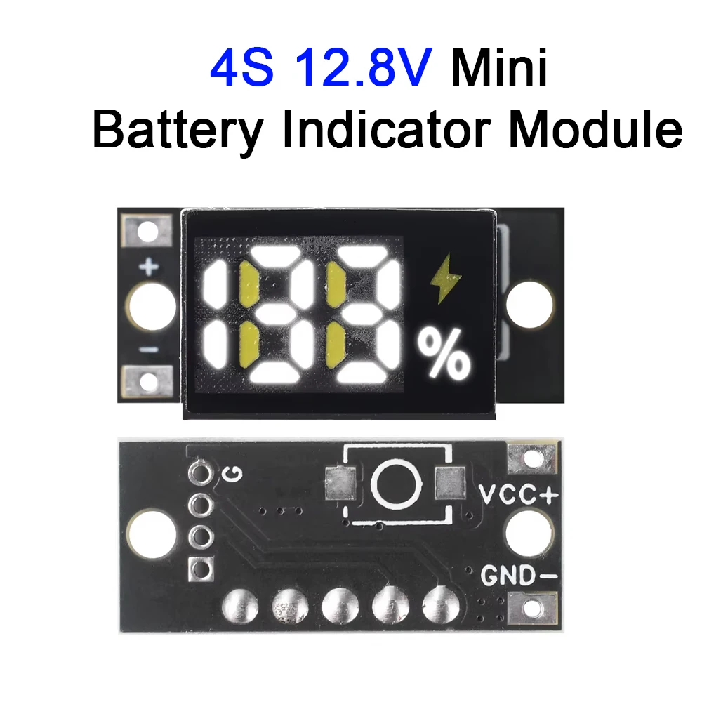 Mini Power Indicator Module 1S 2S 3S 4S 12.8V Lithium Iron Phosphate Batteries Detection Percentage Power Display Module
