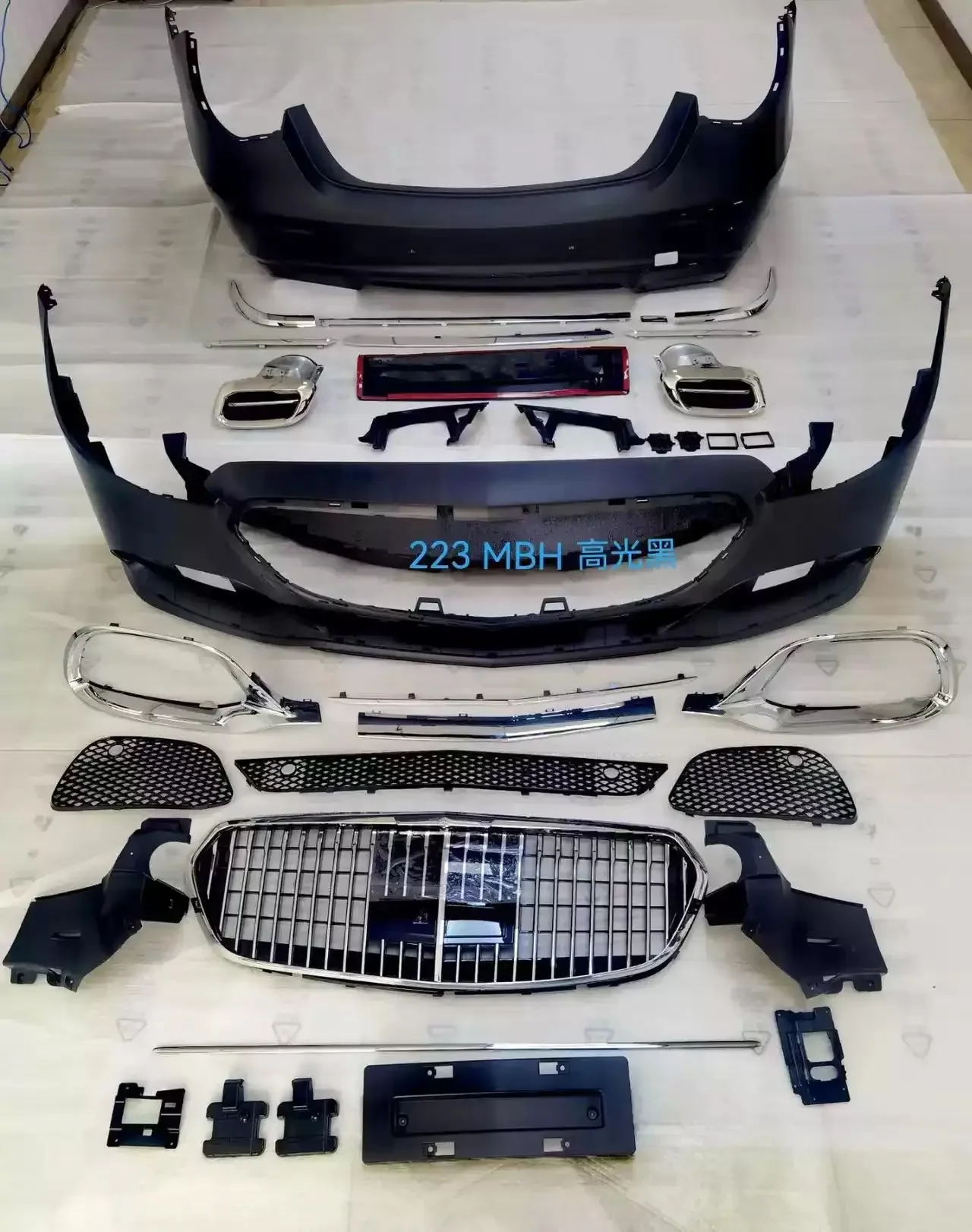 

Car Front and rear Bumper Body Kit Racing grille grill fog lamp cover frame for Mercedes Benz W223 moditied Maybach