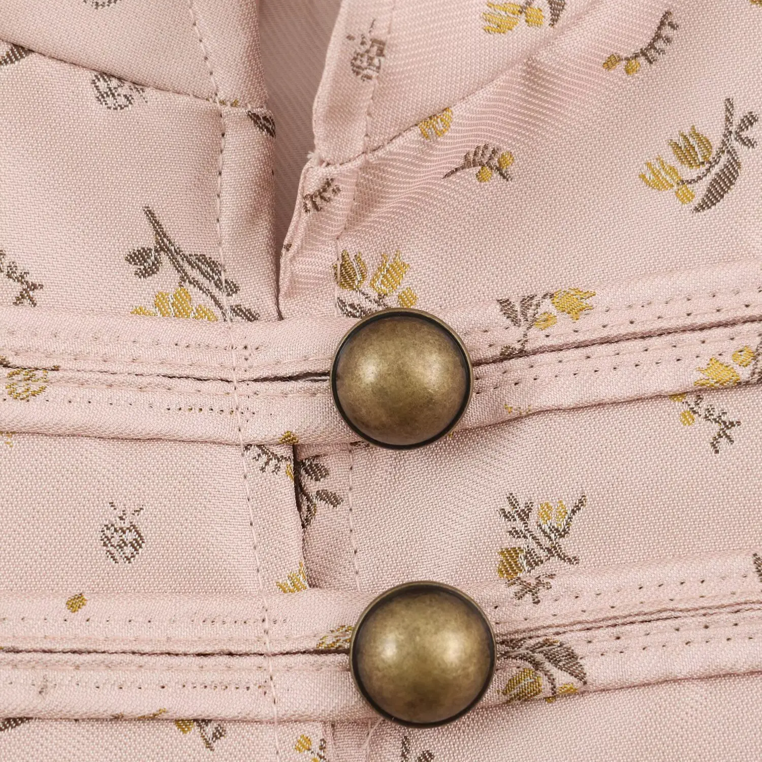 NLZGMSJ 2026 Herbst Retro Damen Blumenmuster Kurze Jacke Stehkragen Einreihig Metallknöpfe Langarm Oberbekleidung – Detail 6