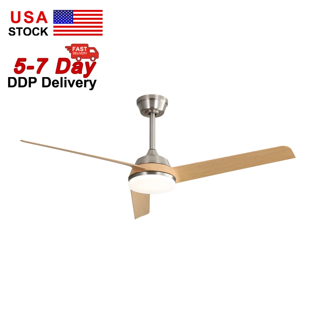 

USA In Stock 52 Inch 3 Blade Ceiling Fan Modern And Simple Design Custom Ceiling Fan With Light