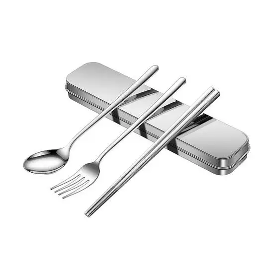 

Stainless Steel Cutlery Set 304 Portable Spoon Chopsticks Camping Utensils Silverware Outdoor Travel Student Office Lightweight