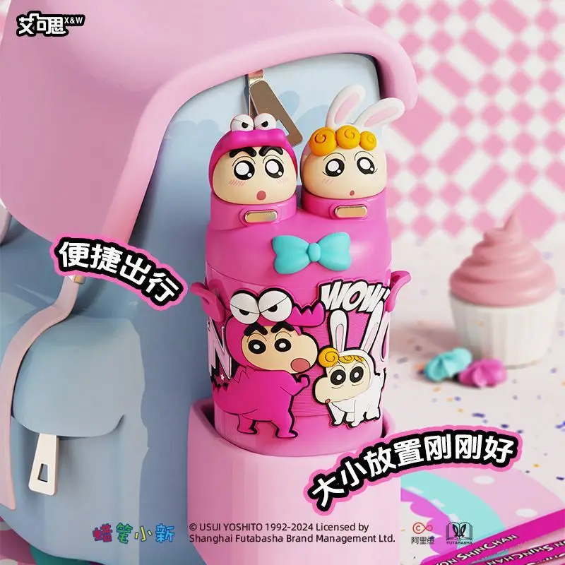 Insulated Cup Cartoon Crayon Shin-Chan Anime Thermos Cup Cute Straw Water Bottle Student Stainless Steel Portable Cup Gift