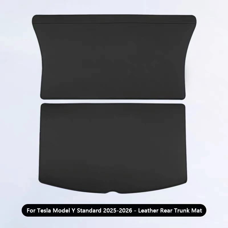 Für Tesla Model Y Juniper Standard 2026 Leder-Kofferraummatte, Rückenlehnen-Schutz, Allwetter-Laderaumauskleidung, Schmutzabweisende Matte
