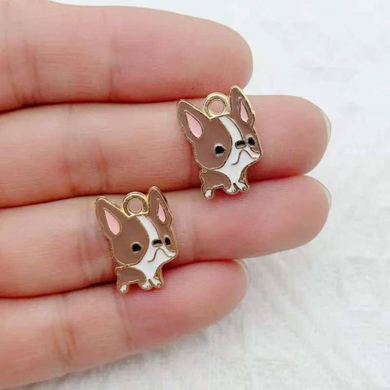10pcs Enamel Cartoon Animal Dog Puppy Pendants Charms for Jewelry Making Earrings Necklace DIY Bracelet Accessories Supplies