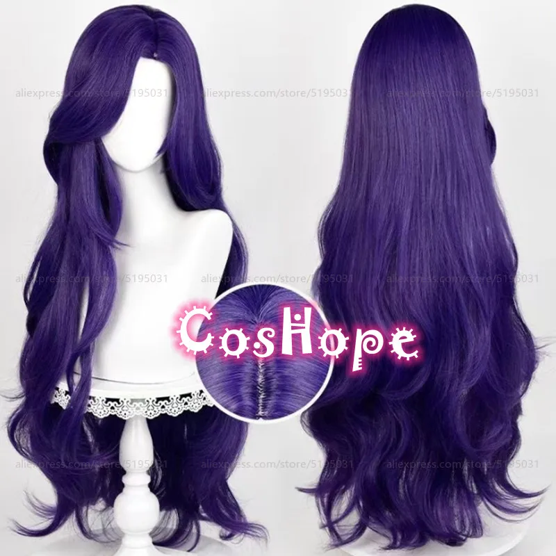 Rarity Cosplay Wig RR 90cm Long Curly Wave Wig Dark Purple Wig Cosplay Anime Cosplay Wigs Heat Resistant Synthetic Wigs