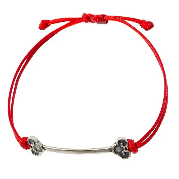 

Real 925 Sterling Silver Geometric Weaving Rope Charm Bracelets for Women Vintage Fine Jewelry Chinese Style Accessories
