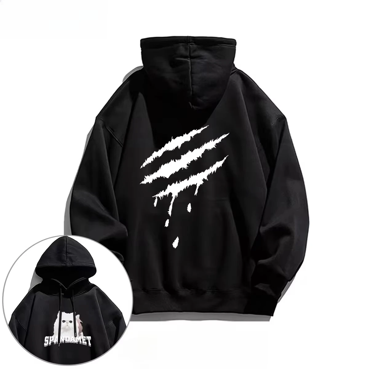 American Trend Cross Wing Print Adult Hooded Sweatshirt Autumn Winter Daily Sports Street Casual Loose Laid-back Oversized Top