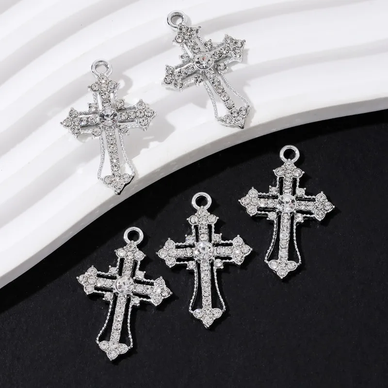 10pcs New Fashion Cross Enamel Keychain Glaring Religious Christian Pendants For Making Handmade DIY Jewelry Accessories Finding