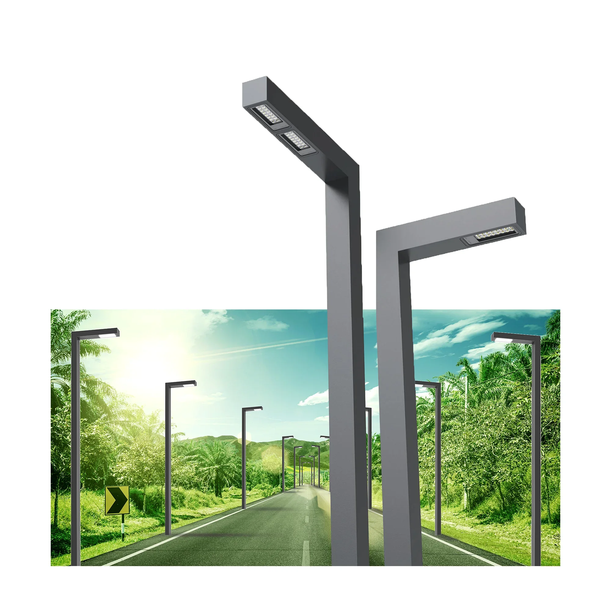 Landscape Outdoor Lawn Lamp Waterproof Ip65 Driveway Yard Lighting Square Pole Street Led Garden Light