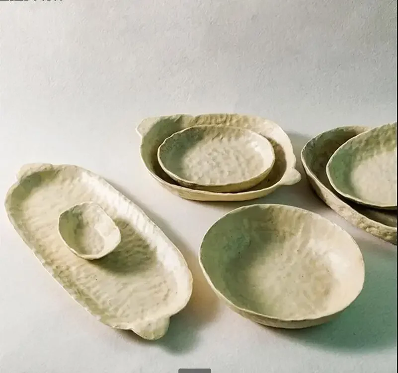Juego de vajilla de gres Irregular, plato para carne de Sushi, cuenco para Ramen, vajilla de postre para restaurante en casa de estilo japonés, plato de condimentos