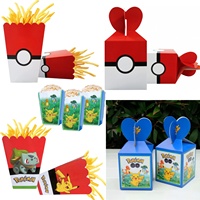 Pokemon Popcorn Box Birthday Decor Pikachu Gift Box Poke Ball Cookies Chocolate Candy Box Baby Shower Kids Gifts Party Supplies