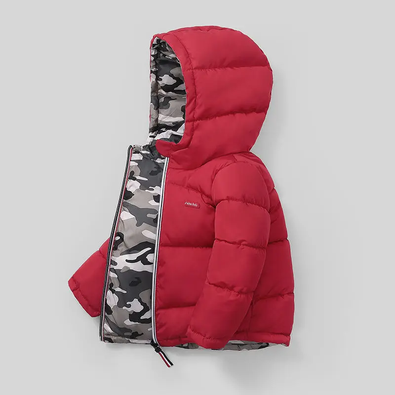 2025 Winter Boys Jacket Children Clothing Keep Warm Cotton Thicken Coats Kids Zipper Hooded Outerwear Plus Velvet Jackets
