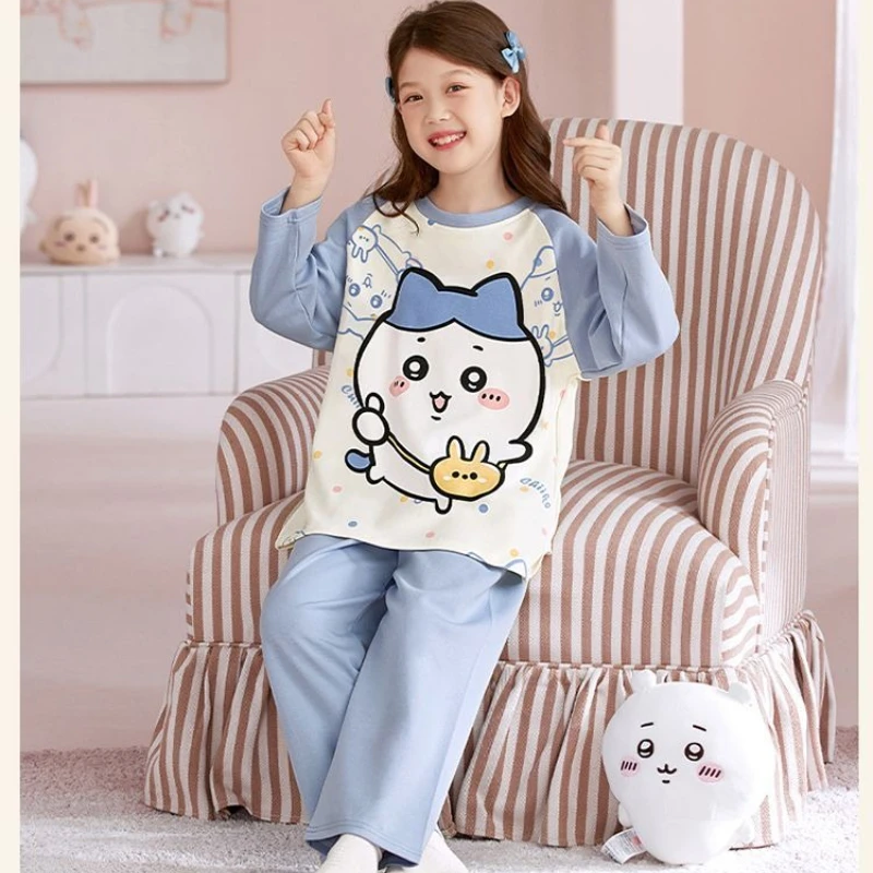 Cartoon Kawaii Teenager Girl Pajamas Long Sleeves Spring Autumn Simple Homewear Soft Fabric Comfortable Skin-friendly Chiikawa