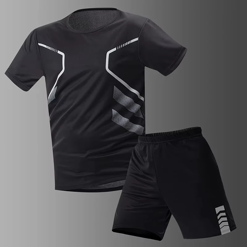 2024 New Men\'s Fitness 3D Printed Set Men\'s Casual Sportswear Set Oversized Sportswear Short Sleeved T-Shirt+Shorts 2-Piece Set