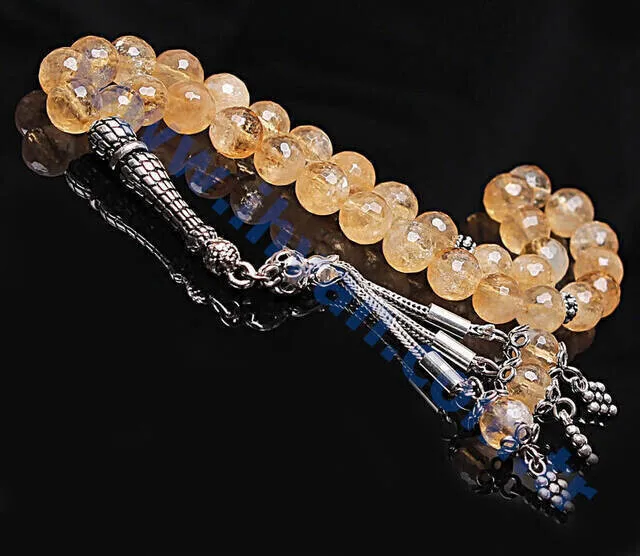 IQRAH Citrine Stone Rosary (8mm 925 SETTING SILVER Fasetler)