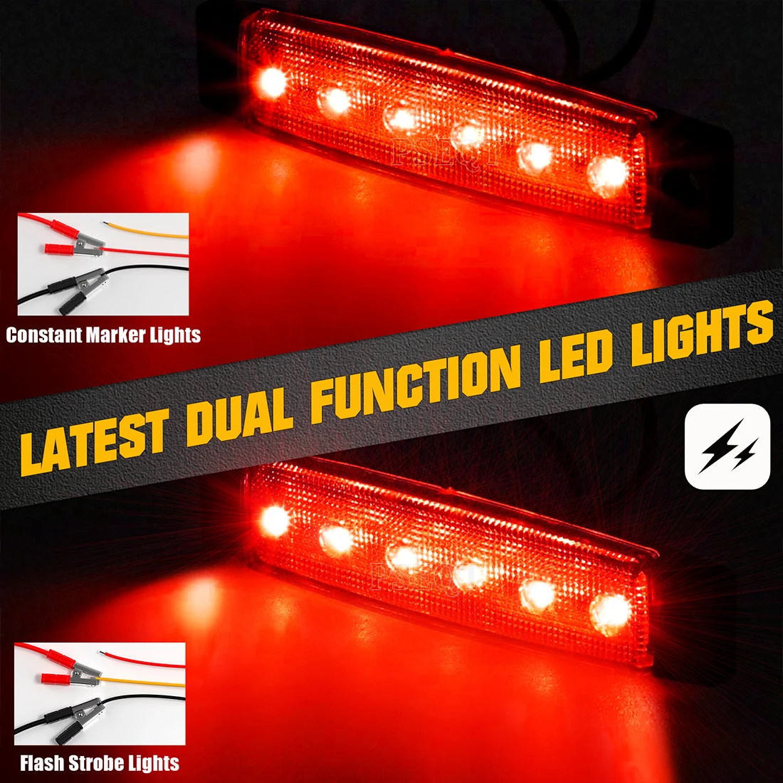 PSEQT 10PCS LED Side Marker Lights 3.8 Inch Steady + Strobe Indicator Clearance Lamp For Truck Trailer Golf Cart UTV ATV RV
