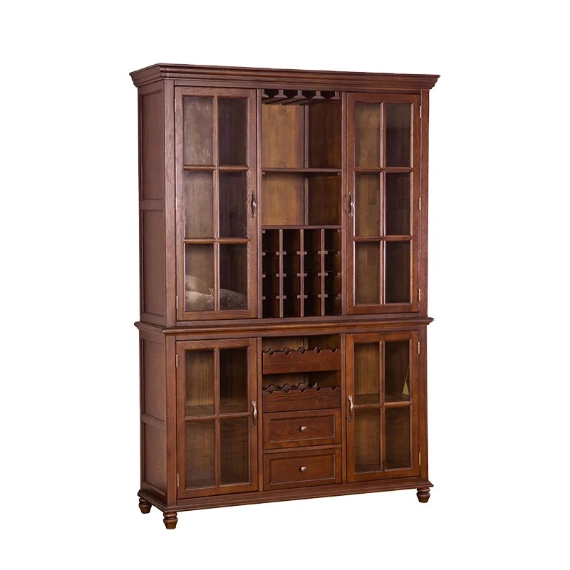 

Manufacturer high quality red oak wine bar cabinet for living room side