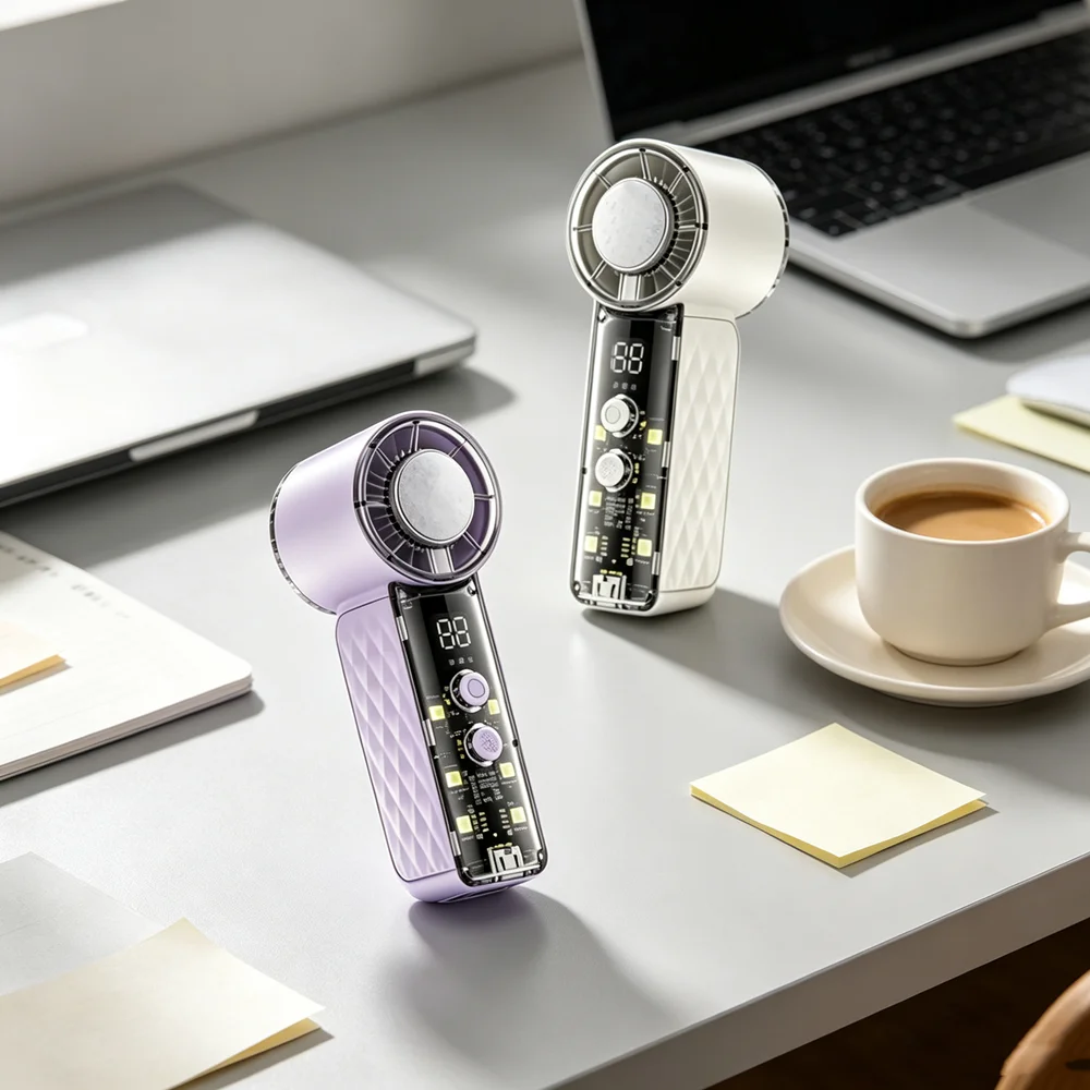 USB-powered mini fans are highly versatile and can be plugged into laptops for office desk cooling.