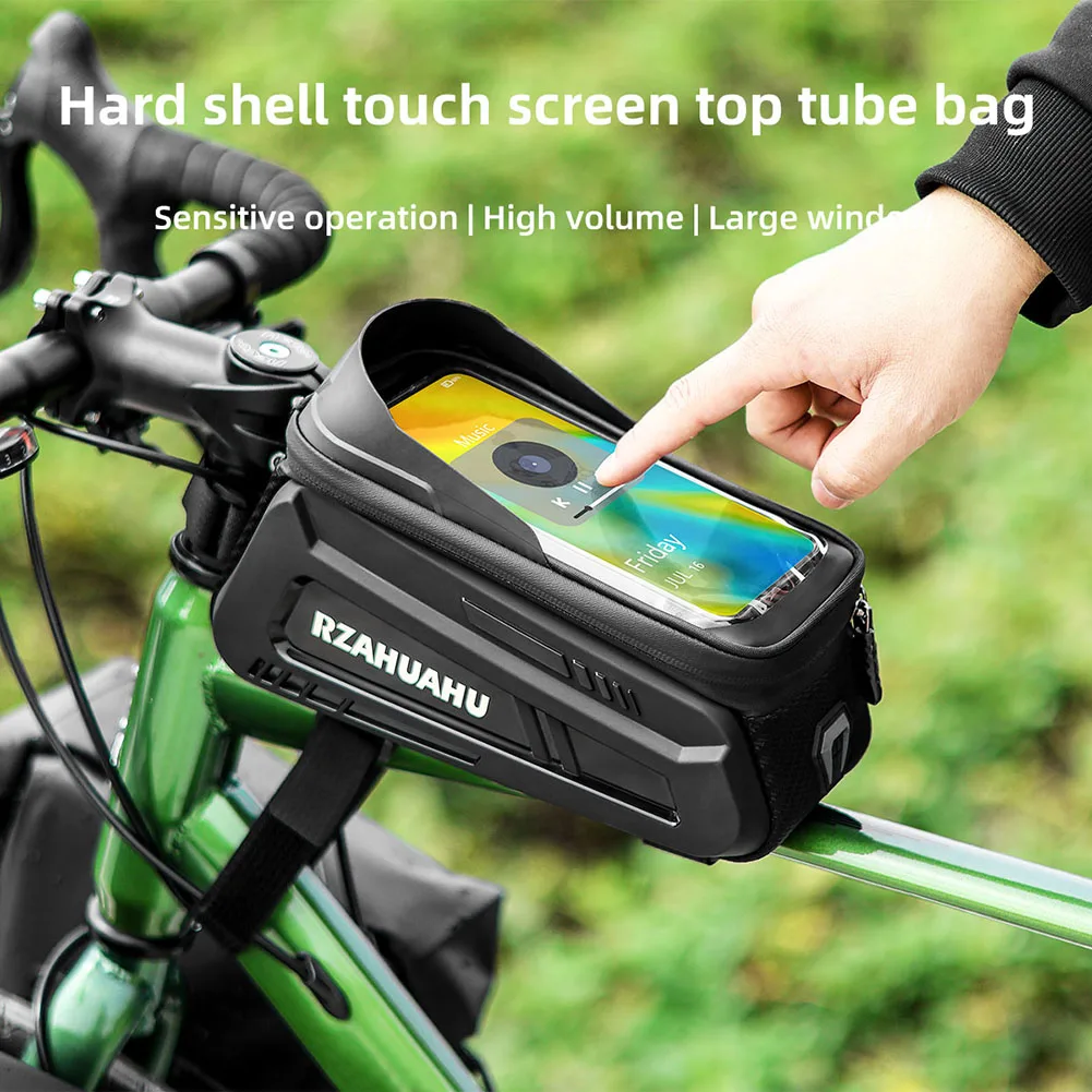 حقيبة بإطار أمامي للهاتف للدراجة/الدراجة مع شاشة لمس من البولي يوريثان وحقيبة دراجة واقية من الشمس حقيبة إطار دراجة مقاومة للماء لدراجات الطريق الجبلية #3