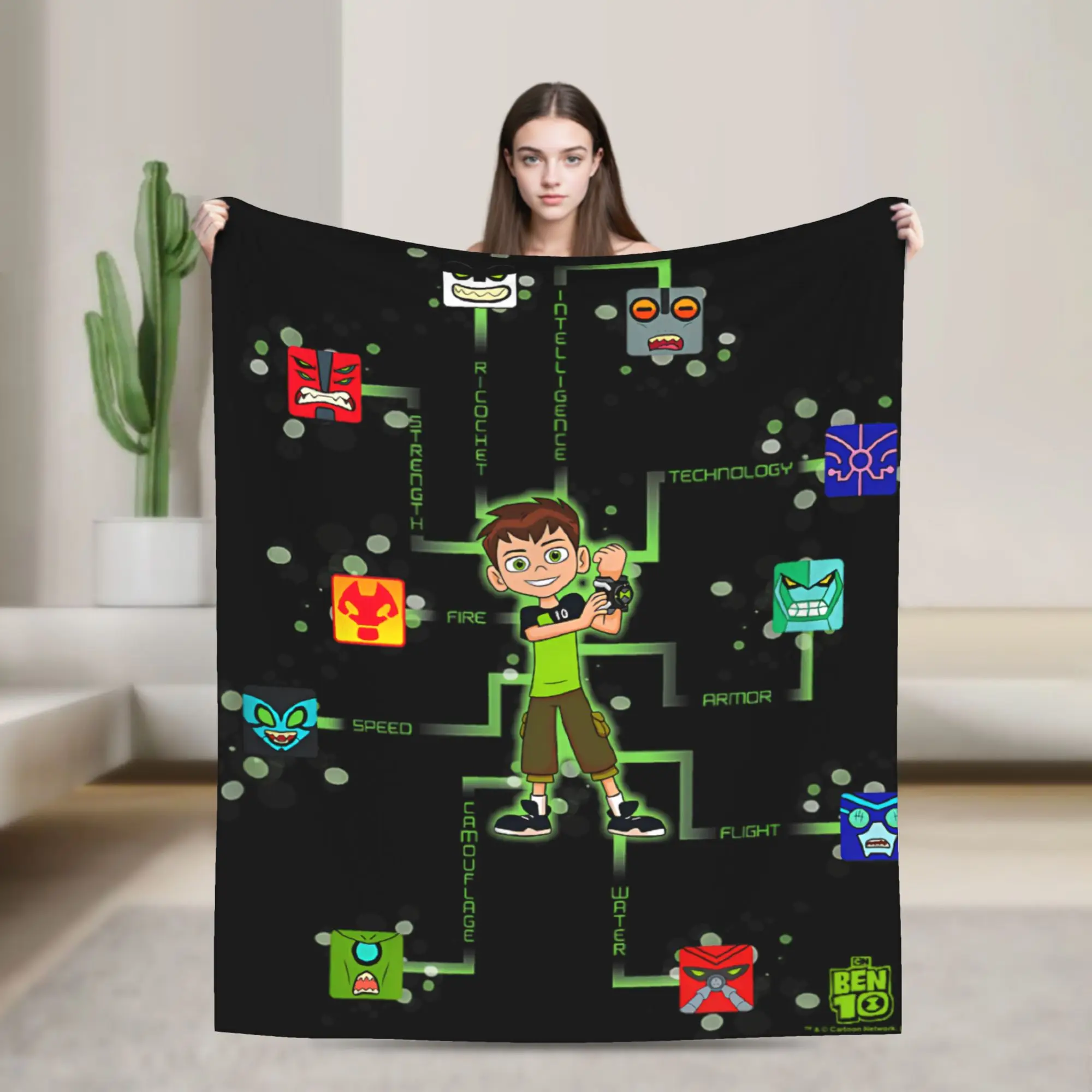 Ben 10 Alien  anime  Plush Blanket Kids  Flannel Throw Blanket For Bedroom Warm Design Quality Bedspread Birthday Present