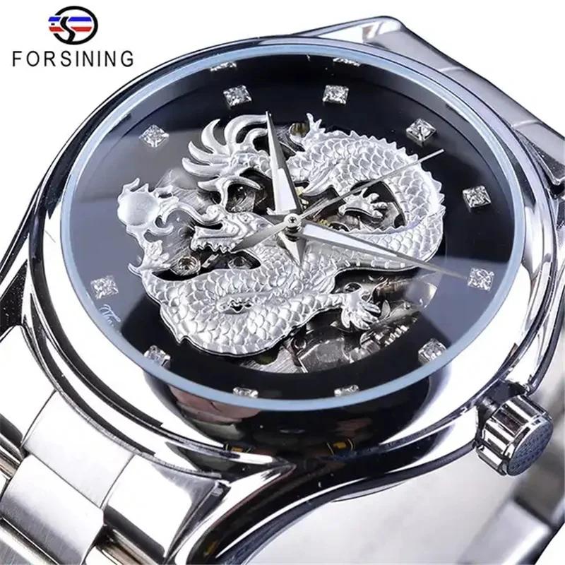 FORSINING A3G Golden Dragon Automatic Mechanical Watches For Men 2023 Luxury Brand Hollow-carved Man Tourbillon Watch