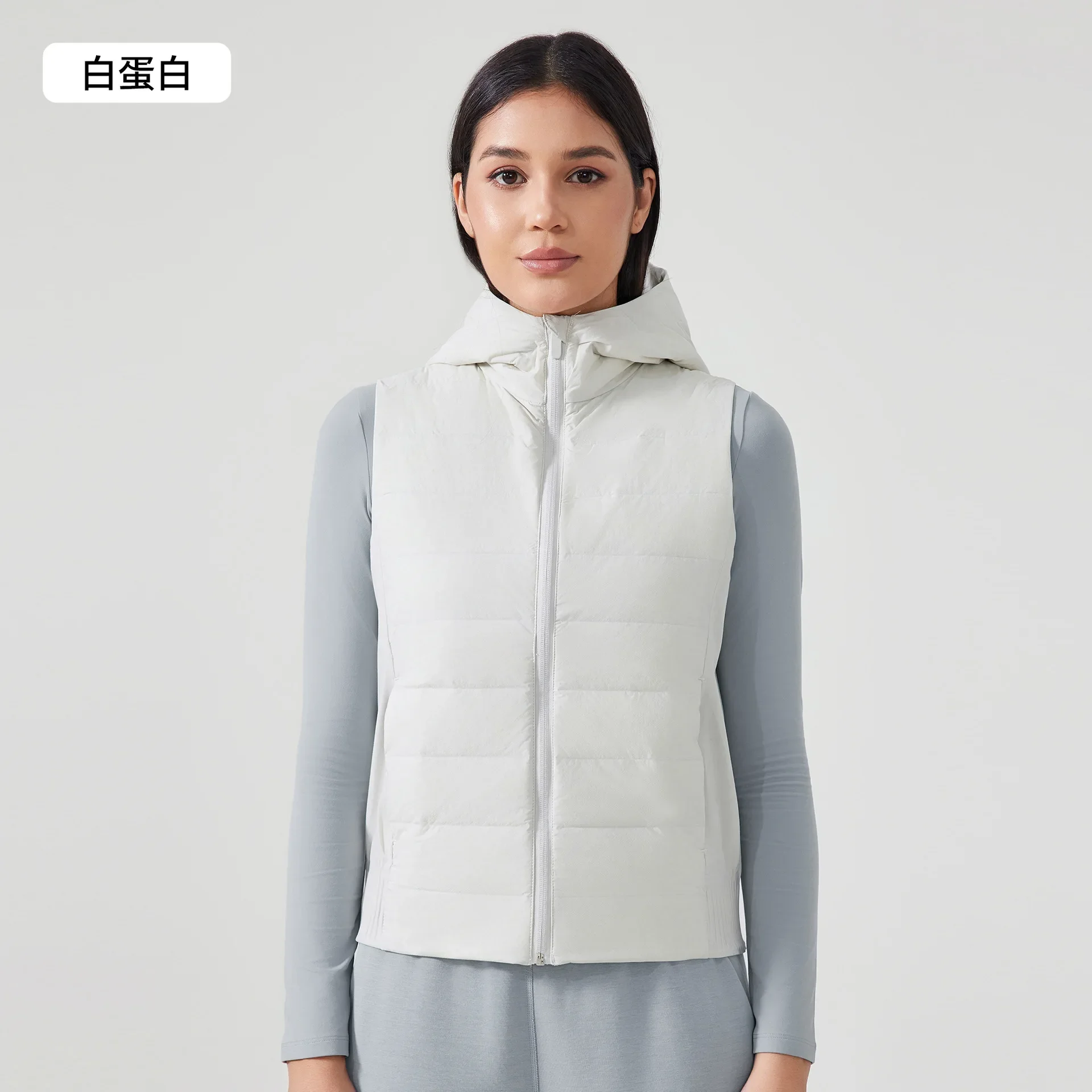 Chaleco ligero con capucha para mujer: chaqueta acolchada corta y ajustada, ropa de abrigo sin mangas cálida y elegante para otoño e invierno