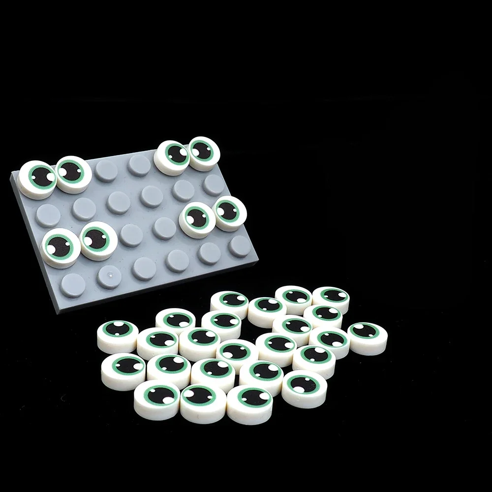 MOC 10PCS 98138 Anime Green Eye Printed Pattern Building Blocks Vivid Figures Compatible Bricks Particle Toy Children Kid Gifts