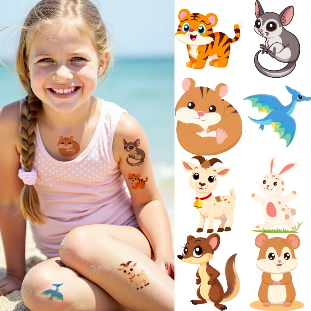 

54pcs Temporary Tattoo Waterproof Long-lasting Body Stickers Tiger Panda Koala For Arms Shoulders Children