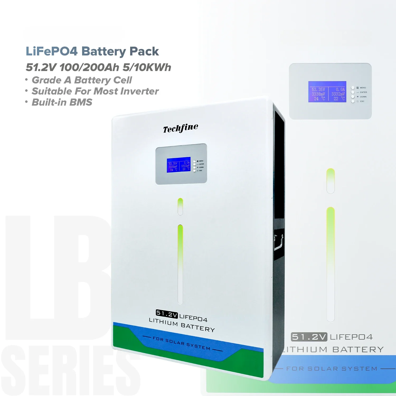 

LiFePO4 5kwh 10kwh 15kwh 100ah 200Ah 300ah Deep Cycle Powerwall Mounted 48v 51.2v Lithium Solar Energy Storage System Battery