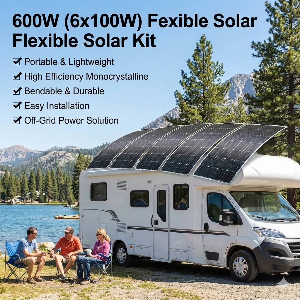 12V Flexible Solar Panel Series (100W-600W), Mono Bendable Waterproof for RV Boat Marine Cabin