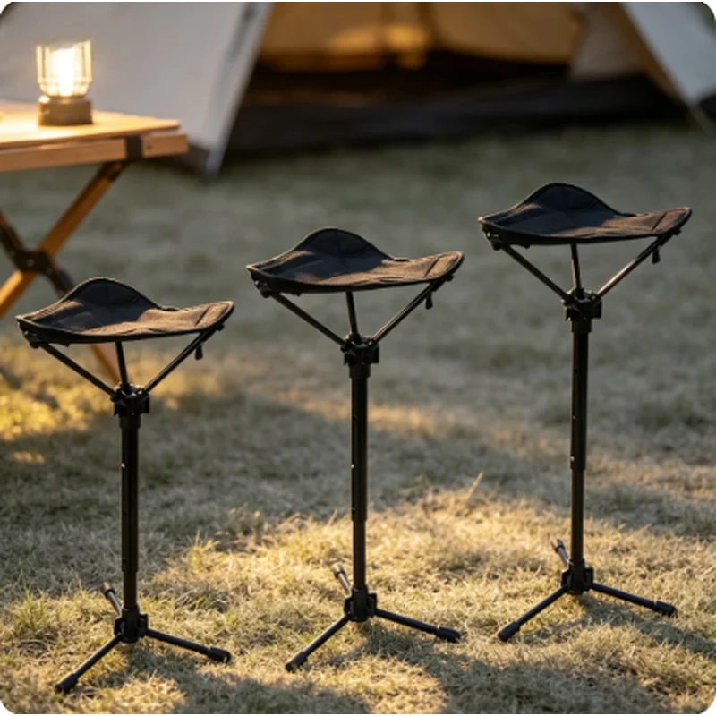 Mini Portable Telescopic Triangle Stool, Height‑Adjustable Collapsible Chair for Camping Fishing Beach Travel Queuing Outdoor