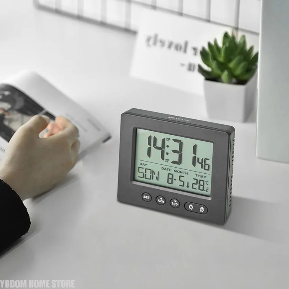 Digital  Alarm Clock with Thermometer, 5 Minute Function, 2 Alarm Time Settings, Simple Clock for Home Use